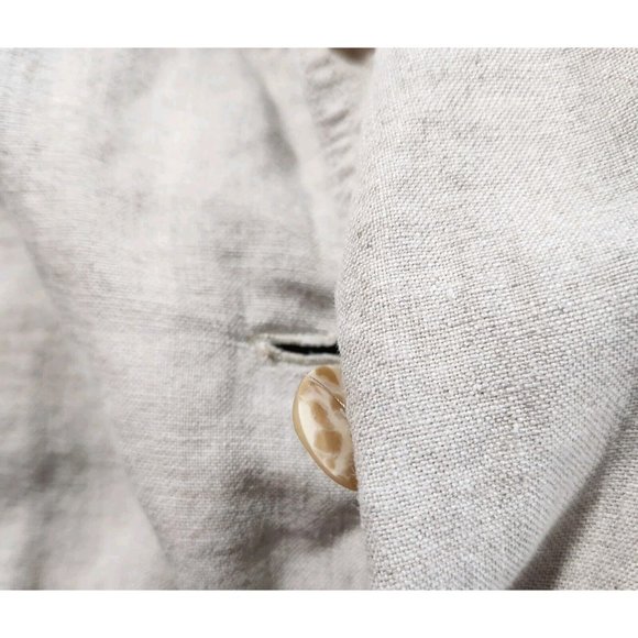 j.jill Blazer Womens Medium Linen Tan Button Down Embroidery Pockets Collared - Picture 5 of 13
